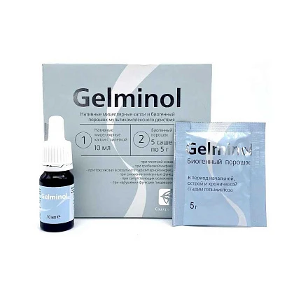 Gelminol Гельминол противопаразитарный комплекс капли 10 мл 5 саше по 5 гр.