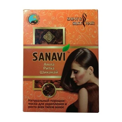 Порошок для мытья волос "Амла, ритха и шикакай" Sanavi 100 гр.