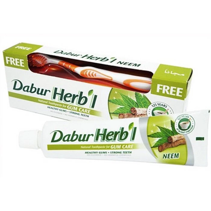 Зубная паста "Ним" Дабур + зубная щётка (Dabur Herb'l Neem) 150 гр.