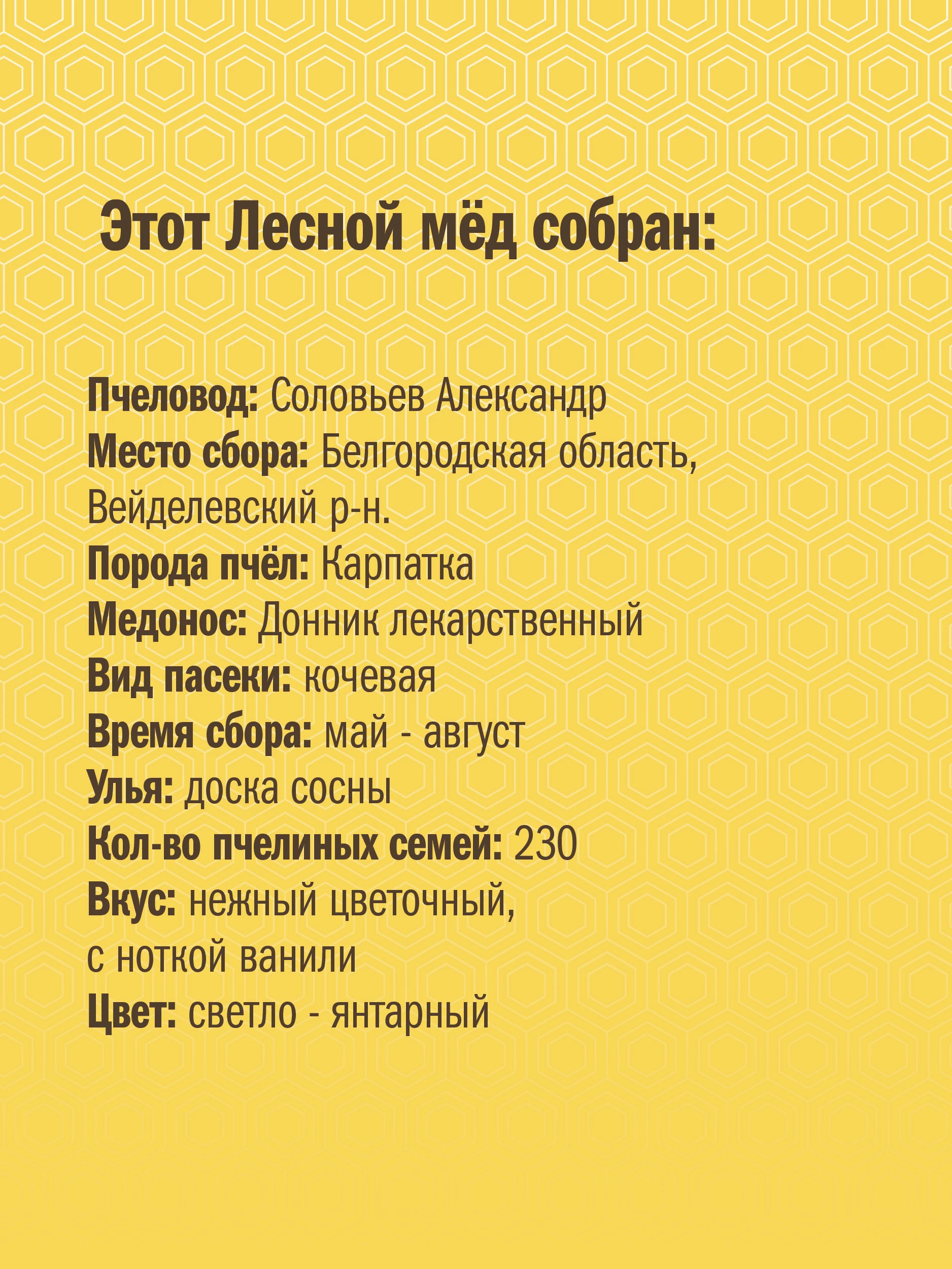 Мёд донниковый Вкус Жизни New 230 гр. 
