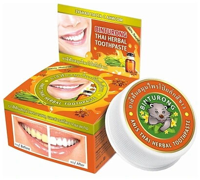 Паста зубная с экстрактом аниса Binturong Anise Thai Herbal Toothpaste, 33 гр. 