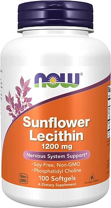 NOW Лецитин подсолнечный Sunflower Lecithin 1200 mg 100 капс 