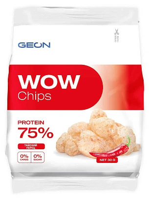 Geon Чипсы протеиновые безуглеводные wow protein chips 30 гр. Тайский перец