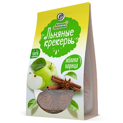 Крекеры льняные Яблоко - Корица 50 гр. 