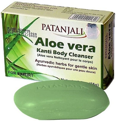 Мыло Алоэ вера Патанджали увлажняющее Aloe Vera Kanti Body Cleanser Patanjali 75 гр.