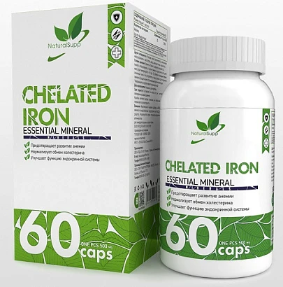 Комплексная пищевая добавка Железо / Chelated iron Essential mineral 60 капс.