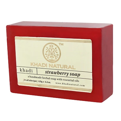 Мыло "Клубника" Кхади (противовоспалительное и подсушивающее) Strawberry Soap Khadi 125 гр.