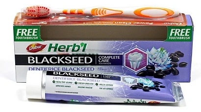 Зубная паста "Чёрный тмин" Дабур + зубная щётка (Dabur Herb'l Blackseed) 150 гр.