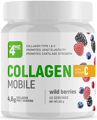 4ME Nutrition Коллаген и витамин C со вкусом лесных ягод Collagen with vitamin C mobile wild berries 200 гр. 