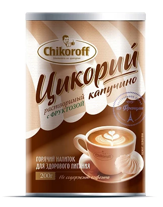 Цикорий капучино с фруктозой Chikoroff не содержит кофеин 200 гр.