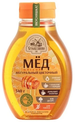 Мёд мягкий натуральный цветочный 340 мл.
