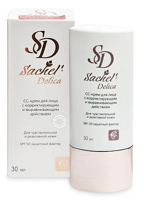 Sachel Delica СС-крем для лица с корректирующим и выравнивающим действием для чувствительной и реактивной кожи Сашера-мед 30 мл.