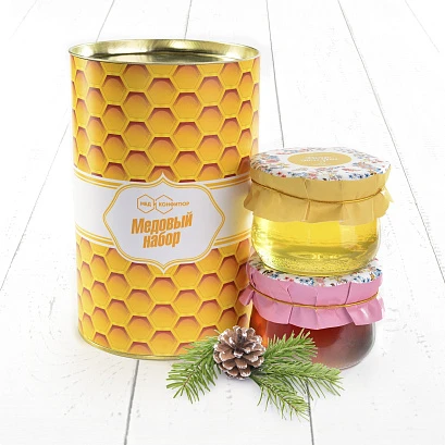 Медовый набор "Соты тубус" липовый и гречишный мёд