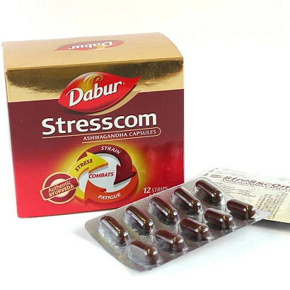 Стресском Дабур (ашвагандха, гармонизация нервной системы) Dabur Stresscom Ashwagandha 120 капс.