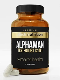 Средство для повышения тестостерона Alphaman Test-Boost 12 in 1 aTech Nutrition Premium 60 капс.