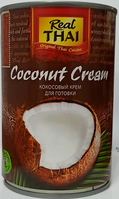 Сливки кокосовые (крем для готовки) Coconut Cream Real Thai 400 мл. ж/б