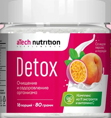 Дренажный напиток со вкусом персик-маракуйя Detox aTech Nutrition 80 гр.