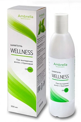 Шампунь Wellness с крапивой при выпадении волос органический Ambrella 300 мл.