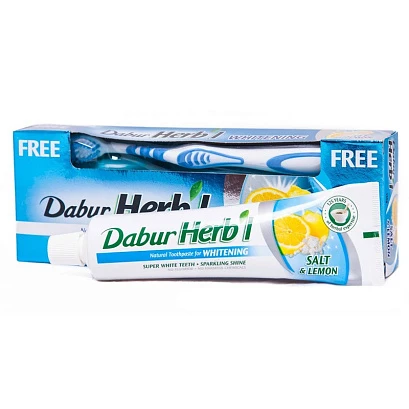 Зубная паста "Соль и лимон" Дабур + зубная щётка (Dabur Herb'l Salt & Lemon) 150 гр.