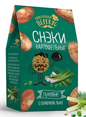 Снэки картофельные с семенем льна, "Зеленый лук", 100 г. 