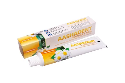 Зубная паста "Ромашка и мята" Аашадент (для чувствительных дёсен и молочных зубов) Aashadent 100 гр.