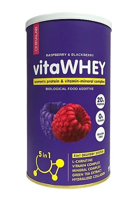 Коктейль витаминно-минеральный Малина и еживика VitaWhey Raspberry & blackberry Chikalab 462 гр.