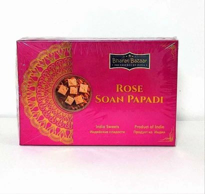 Сладость Соан Папди со вкусом розы Soan Papadi Rose Bharat Bazaar  250 гр. 