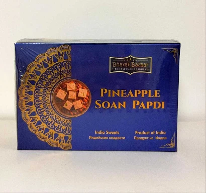 Сладость Соан Папди со вкусом ананаса Soan Papadi Pineapple Bharat Bazaar  250 гр. 