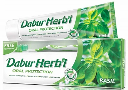 Зубная паста "Базилик" Дабур + зубная щётка (Dabur Herb'l Basil) 150 гр.