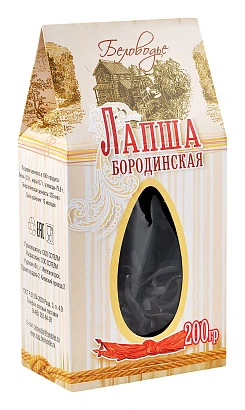 Лапша "Бородинская" (пшеничная крупка+ржаной солод) 200 гр