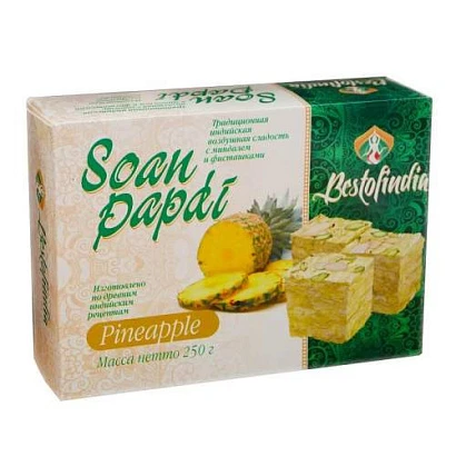 Сладость Соан Папди со вкусом ананаса Soan Papdi Pineapple Bestofindia 250 гр.