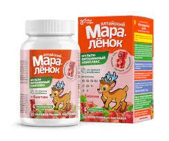 Витамины для детей жевательные с Биотином Клубника Алтайский мараленок 30 шт. 