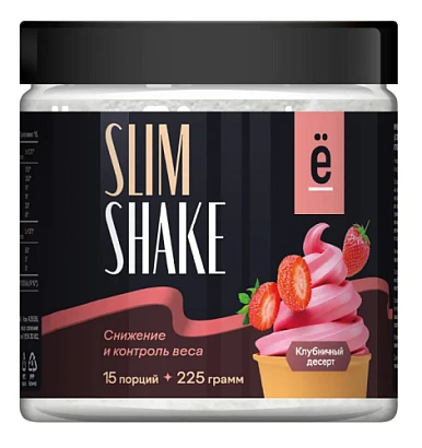 Коктейль для похудения со вкусом клубничный десерт Slim Shake Ёбатон 225 гр.