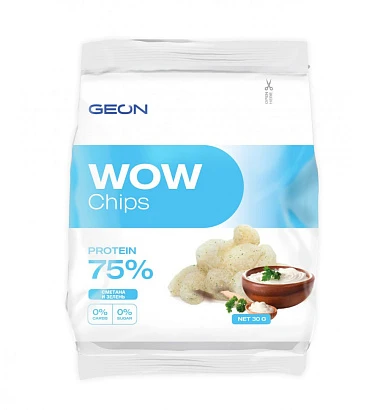 Чипсы протеиновые безуглеводные Geon wow protein chips 30 гр. Сметана и зелень 