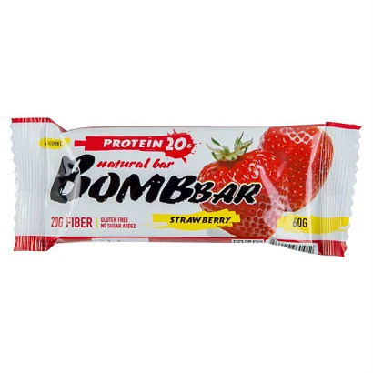 Батончик протеиновый клубника Protein strawberry Bombbar 60 гр.